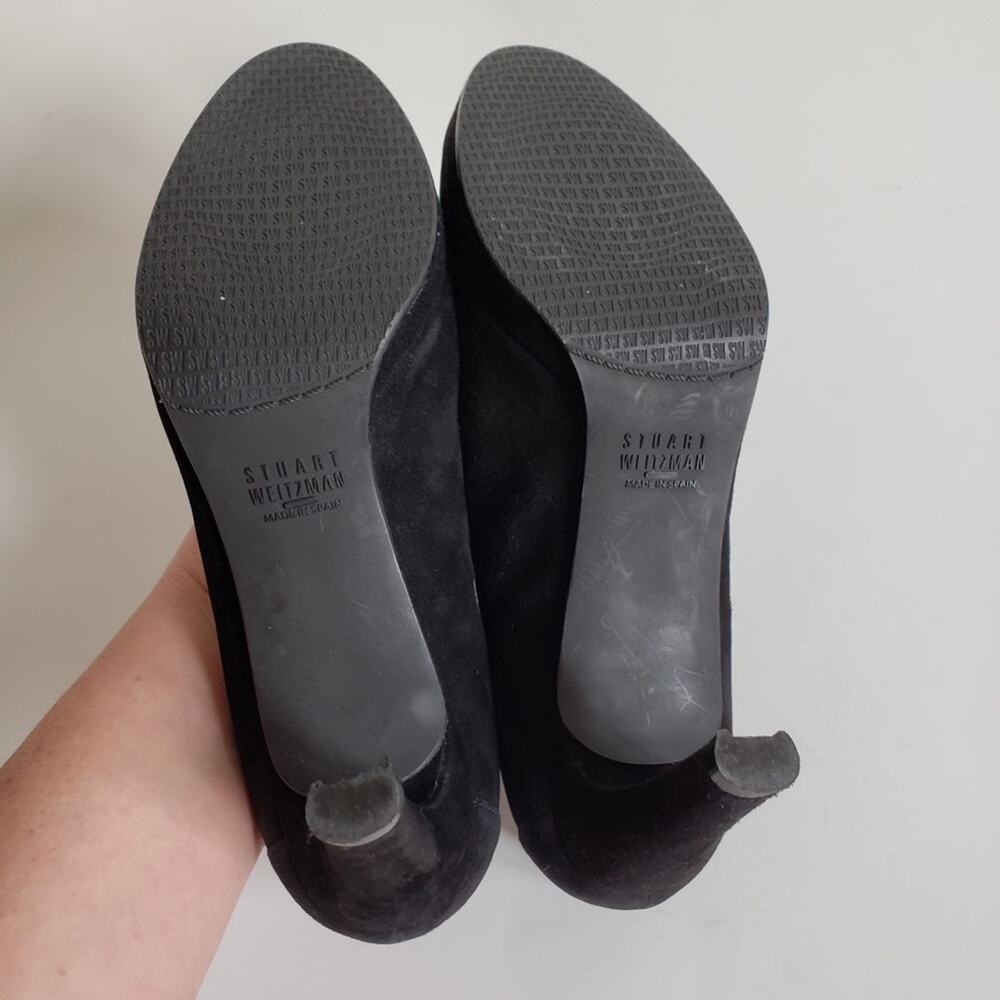 Stuart Weitzman Black Suede Elastic Trim Heel - image 6
